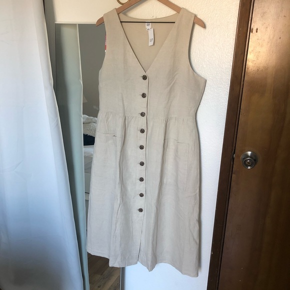 SOLD/100% Linen Button Down Dress - Picture 1 of 2